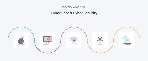 paquete de íconos de cyber spot y cyber security flat 5 que incluye novato. bebé. computadora. blindaje. proteccion vector