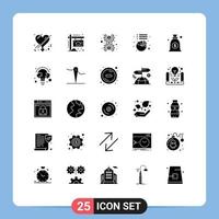 Set of 25 Modern UI Icons Symbols Signs for bag dollar dollar statistics chart Editable Vector Design Elements