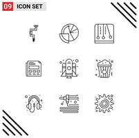 Set of 9 Commercial Outlines pack for presentation paper data report mechanics Editable Vector Design Elements