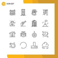Universal Icon Symbols Group of 16 Modern Outlines of female avatar encryption treatment hospital Editable Vector Design Elements