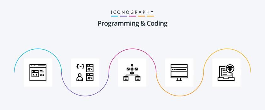 paquete de iconos de línea 5 de programación y codificación que incluye . desarrollo. desarrollar. código vector