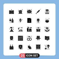 conjunto moderno de 25 pictogramas de glifos sólidos de diseño de vacuna inyectada avatar de inyección elementos de diseño vectorial editables vector