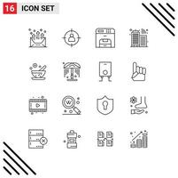 16 Thematic Vector Outlines and Editable Symbols of healthcare infrastructure target building machine Editable Vector Design Elements