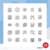 25 User Interface Line Pack of modern Signs and Symbols of flame attracting flats attract plaster Editable Vector Design Elements