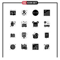 Modern Set of 16 Solid Glyphs Pictograph of dating hdmi ancient extension graph Editable Vector Design Elements