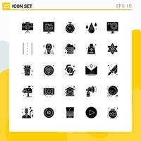 Set of 25 Modern UI Icons Symbols Signs for drop design holiday color pin Editable Vector Design Elements