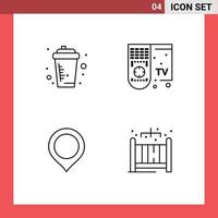 Mobile Interface Line Set of 4 Pictograms of basketball location juice control marker Editable Vector Design Elements