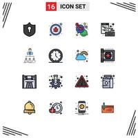 16 iconos creativos signos y símbolos modernos de la página de chat del equipo de la organización que codifican elementos de diseño de vectores creativos editables