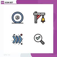 Pack of 4 creative Filledline Flat Colors of address right mail train find Editable Vector Design Elements