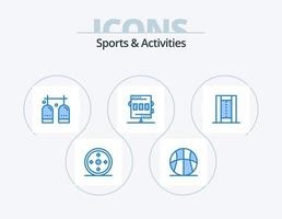 Sports and Activities Blue Icon Pack 5 Icon Design. game. athletics. recreation. activities. gas vector