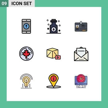 Set of 9 Modern UI Icons Symbols Signs for button leaf spa canada id Editable Vector Design Elements