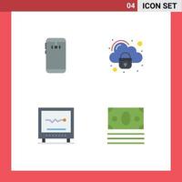 Pack of 4 Modern Flat Icons Signs and Symbols for Web Print Media such as phone cardiogram camera cloud health Editable Vector Design Elements