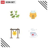 4 Thematic Vector Flat Icons and Editable Symbols of ecology gong spring programming music Editable Vector Design Elements