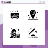 Set of 4 Modern UI Icons Symbols Signs for bus scientist data place writer Editable Vector Design Elements