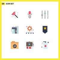 Modern Set of 9 Flat Colors Pictograph of work management team management tuning authority responsibility up Editable Vector Design Elements