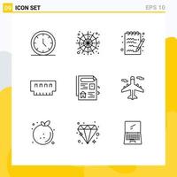 Set of 9 Commercial Outlines pack for estate memory document hardware devices Editable Vector Design Elements