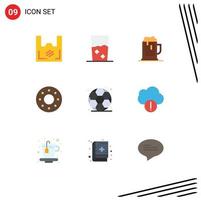 User Interface Pack of 9 Basic Flat Colors of food donut kitchen jar celebrate Editable Vector Design Elements