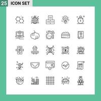 Universal Icon Symbols Group of 25 Modern Lines of timer stop good watch ice cream Editable Vector Design Elements