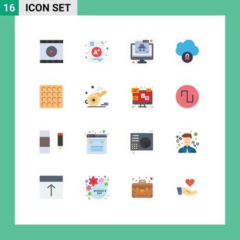 Set of 16 Modern UI Icons Symbols Signs for wafer lock computer data hacker Editable Pack of Creative Vector Design Elements