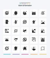 islam creativo y paquete de iconos negros sólidos de 25 glifos de ramadán, como bedug. musulmán. pava. islam. tradicional vector