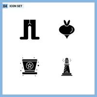 Mobile Interface Solid Glyph Set of 4 Pictograms of baby mardi gras food spring lighthouse Editable Vector Design Elements