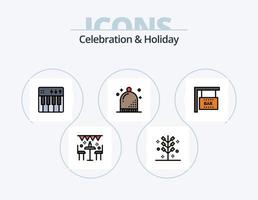 Celebration and Holiday Line Filled Icon Pack 5 Icon Design. holiday. festive. summer. cracker. dinner vector