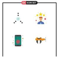 Stock Vector Icon Pack of 4 Line Signs and Symbols for connection sign employee bluetooth measure Editable Vector Design Elements