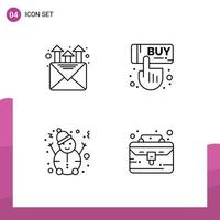 Universal Icon Symbols Group of 4 Modern Filledline Flat Colors of mail snowman sale hand case Editable Vector Design Elements