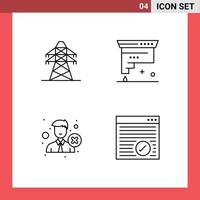 4 iconos creativos signos y símbolos modernos de la oficina de diseño de la torre de transmisión de eliminación eléctrica elementos de diseño vectorial editables vector