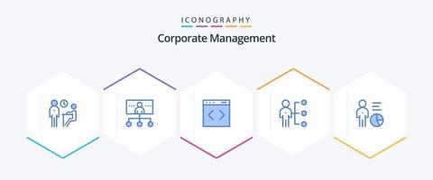 Corporate Management 25 Blue icon pack including person. employee. management. abilities. system vector