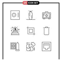 Modern Set of 9 Outlines and symbols such as trash instagram motivation transform crop Editable Vector Design Elements