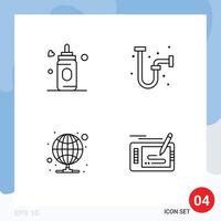 Line Pack of 4 Universal Symbols of feeder proxy construction pipe design Editable Vector Design Elements
