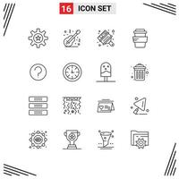 Set of 16 Modern UI Icons Symbols Signs for basic study music glass paint Editable Vector Design Elements