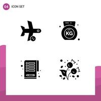 Set of 4 Modern UI Icons Symbols Signs for flight clipboard transport fitness autumn Editable Vector Design Elements