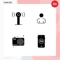 Universal Icon Symbols Group of 4 Modern Solid Glyphs of service camera male dad online Editable Vector Design Elements