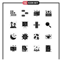 Pictogram Set of 16 Simple Solid Glyphs of game high score email edit gear Editable Vector Design Elements