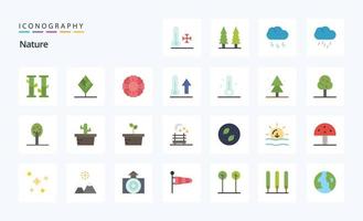 25 Nature Flat color icon pack vector