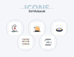 eid mubarak paquete de iconos planos 5 diseño de iconos. paños bolso. mubarak. compras. cinta vector