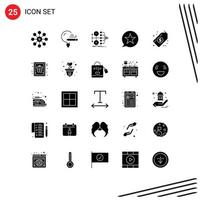 25 User Interface Solid Glyph Pack of modern Signs and Symbols of multimedia favorite study bubble transfer Editable Vector Design Elements