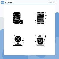 Modern Set of 4 Solid Glyphs and symbols such as hosting web web mobile video camera Editable Vector Design Elements