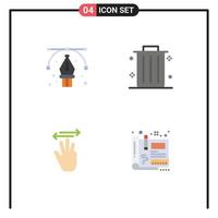 conjunto moderno de 4 iconos planos pictograma de elementos de diseño vectorial editables a la derecha de la oficina de ruta de anclaje vector