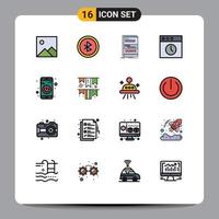 Pictogram Set of 16 Simple Flat Color Filled Lines of turn on switch internet app history Editable Creative Vector Design Elements