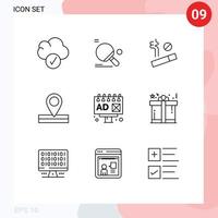 Set of 9 Vector Outlines on Grid for present advertising no ad location Editable Vector Design Elements