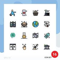 16 User Interface Flat Color Filled Line Pack of modern Signs and Symbols of mobile development egg lobbying domination Editable Creative Vector Design Elements