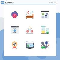 Modern Set of 9 Flat Colors Pictograph of activity seo sleep browser develop Editable Vector Design Elements