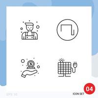 Modern Set of 4 Filledline Flat Colors Pictograph of handyman in sound cash energy Editable Vector Design Elements