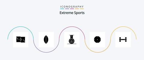 Sport Glyph 5 Icon Pack Including . aim. weightlifting vector