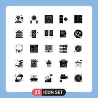 Set of 25 Vector Solid Glyphs on Grid for shop coffee house electric layout data Editable Vector Design Elements