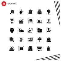 25 Universal Solid Glyphs Set for Web and Mobile Applications info navigation halloween costume location proposal Editable Vector Design Elements