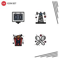 Universal Icon Symbols Group of 4 Modern Filledline Flat Colors of competition fast food sports technology chicken Editable Vector Design Elements